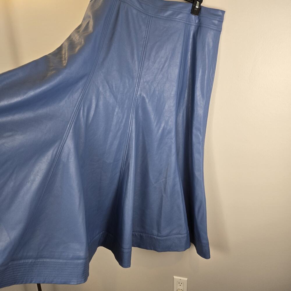 Tuckernuck Flared Slate Blue Skirt Faux Leather 37" Long COTTAGECORE PEASANT 12 - Picture 5 of 14